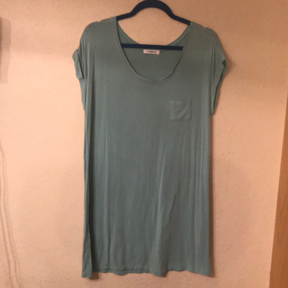 Long blue t-shirt dress